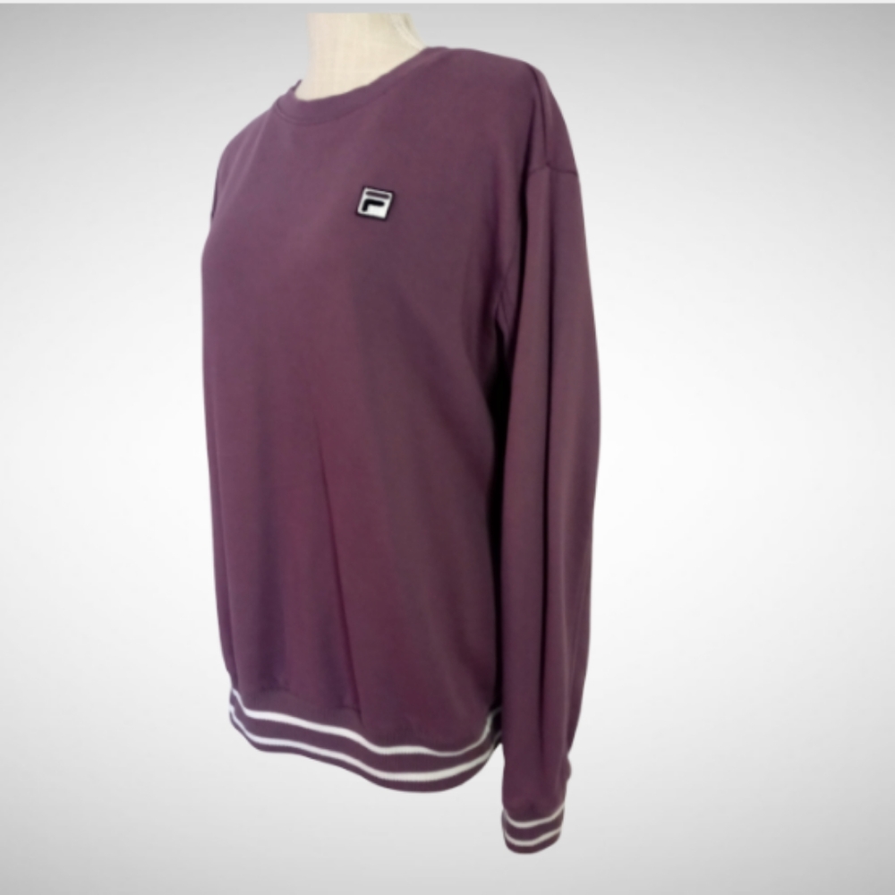 Fila Women's Pullover Sweatshirt in Dark Lavender & White Plus Sz 2Xl